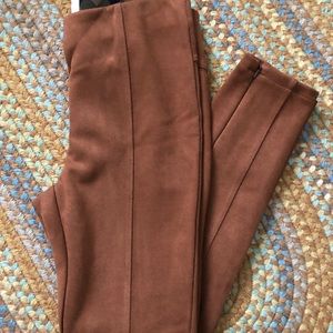 Anthropologie faux fawn brown suede high waisted leggings size 26 NWOT